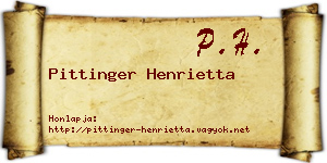 Pittinger Henrietta névjegykártya